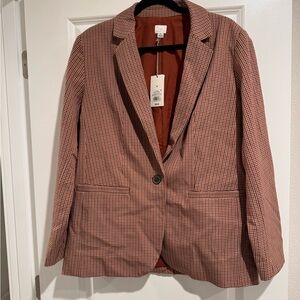 a new day Women's Tan Checkered Blazer